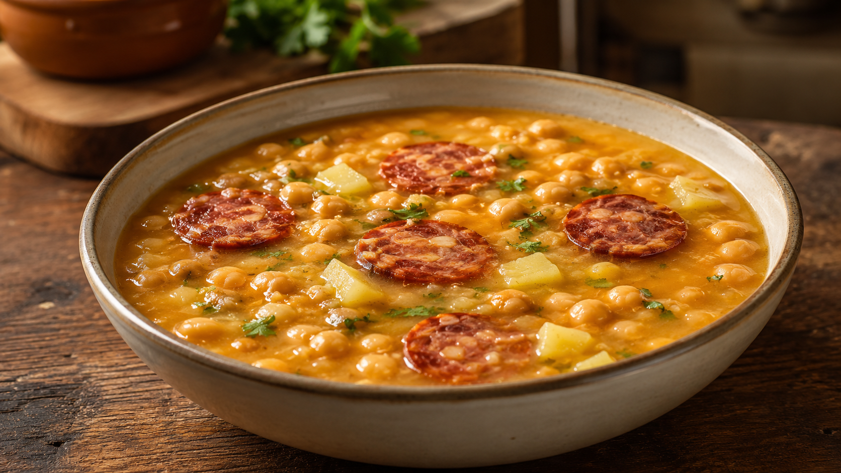 Sopa de Grão com Chouriço