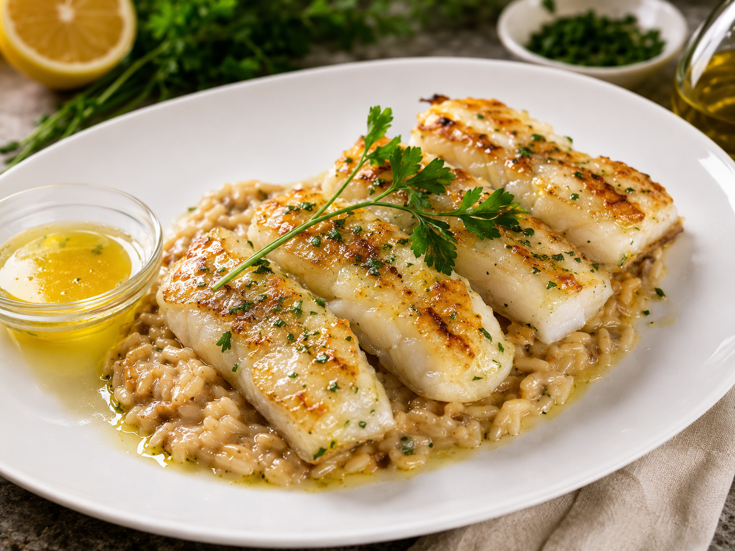 Risoto de Limão com Tiras de Pota Grelhadas