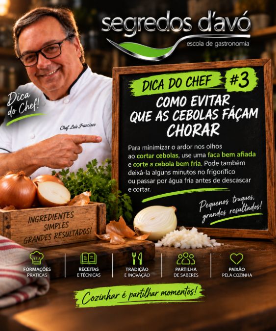 Como evitar que as cebolas façam chorar — dica de cozinha do Chef Luisfrancisco