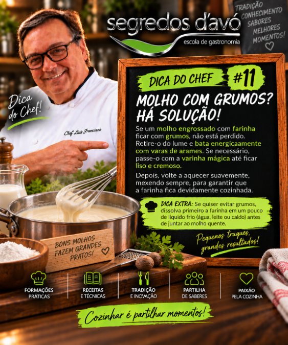 Molho com grumos? Há solução! — dica de cozinha do Chef Luisfrancisco